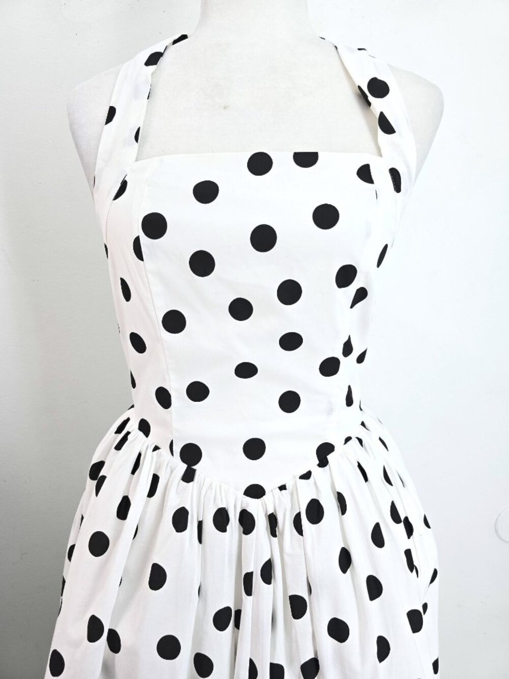 NWT Akira Black White Dolly Polka Dot Retro Midi Halter Dress Women Size Small - Picture 5 of 10